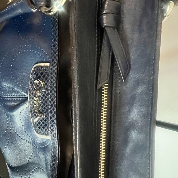 Coach F19969 Park Elevated Leather Carryall Shoulder Bag in Navy - Picture 8 of 14